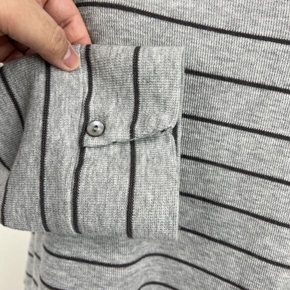 J Jill Sweater Women Extra Large Grey Striped Knit V-Neck Pullover Front Pockets - Picture 9 of 13